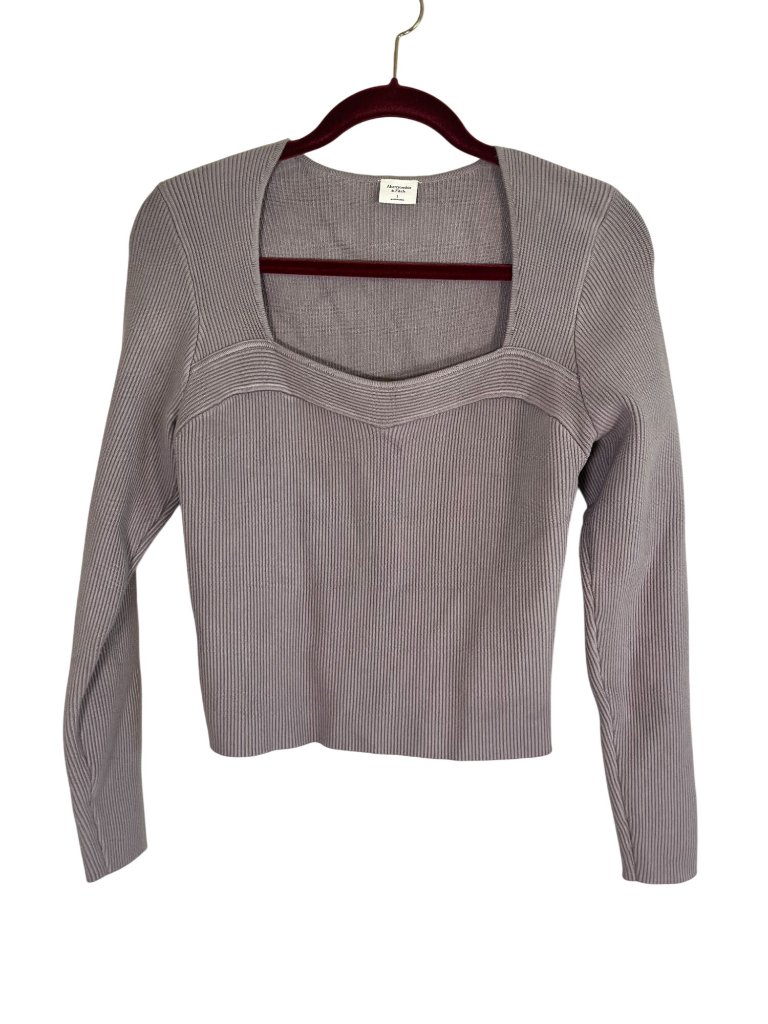 Abercrombie Fitch Crop Sweater L Purple Neutral Y2k Classic Chic Grunge Skater